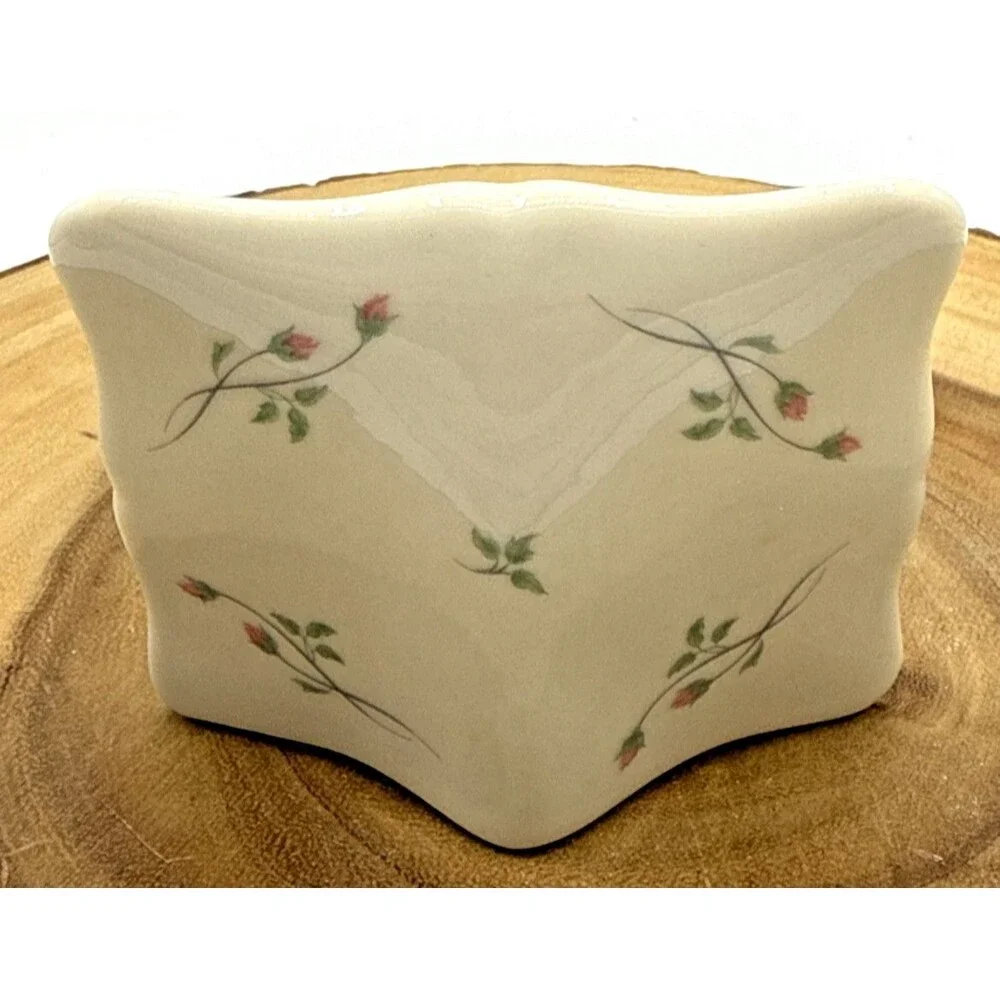 Vintage LENOX Petite Porcelain Table Clock -Rose Manor Floral Pattern 3 3/4